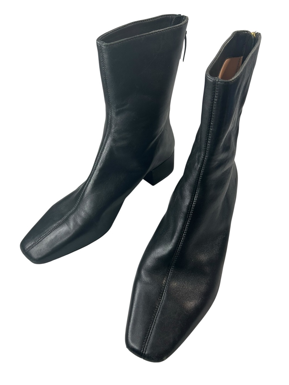 J. Crew Roxie center seam ankle boots leather BA736 Black Size 11 - Picture 3 of 8
